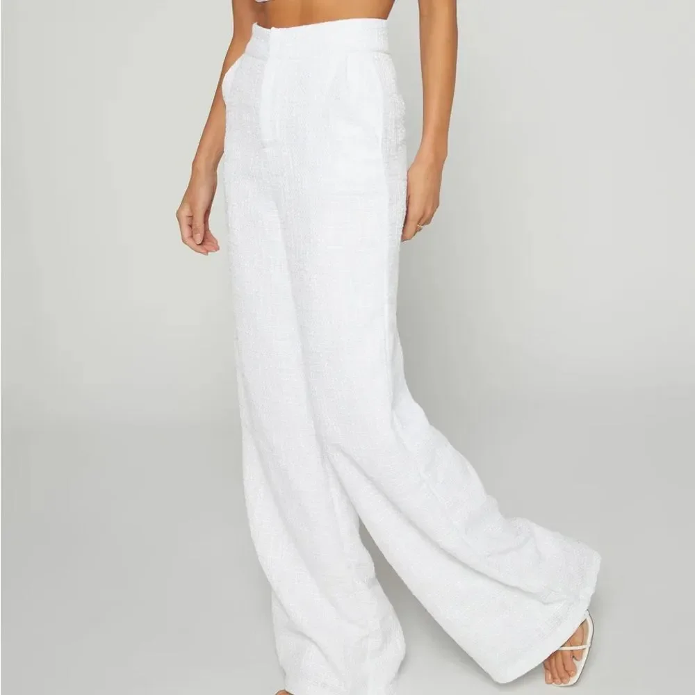 Showpo Adelaide Ivory tweed Women's wide leg Pants